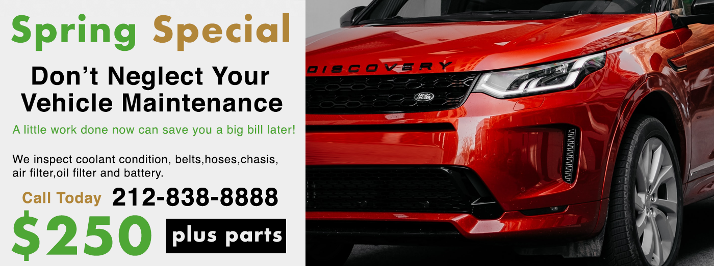 Save time and money with us on your RangeRover scheduled service. We are the number one dealer alternative for RangeRover service in NYC. We can do anything the dealer can don and more. Our specialized RangeRover mechanics are some of the best RangeRover mechanics in the business.