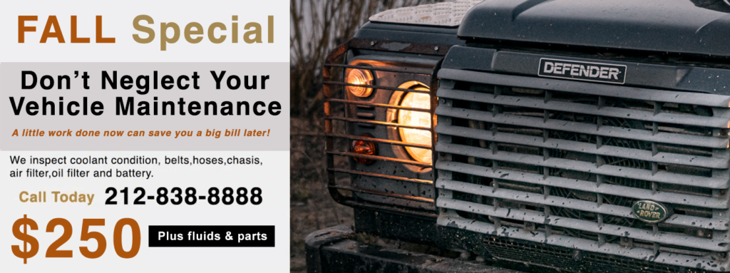 RangeRover pickup & delivery for RangeRover scheduled service, maintenance or repair in NYC. We do everything the dealer can do and more. Save time and money with us on your RangeRover scheduled service. We are the number one dealer alternative for RangeRover service in NYC. We can do anything the dealer can don and more. Our specialized RangeRover mechanics are some of the best RangeRover mechanics in the business.